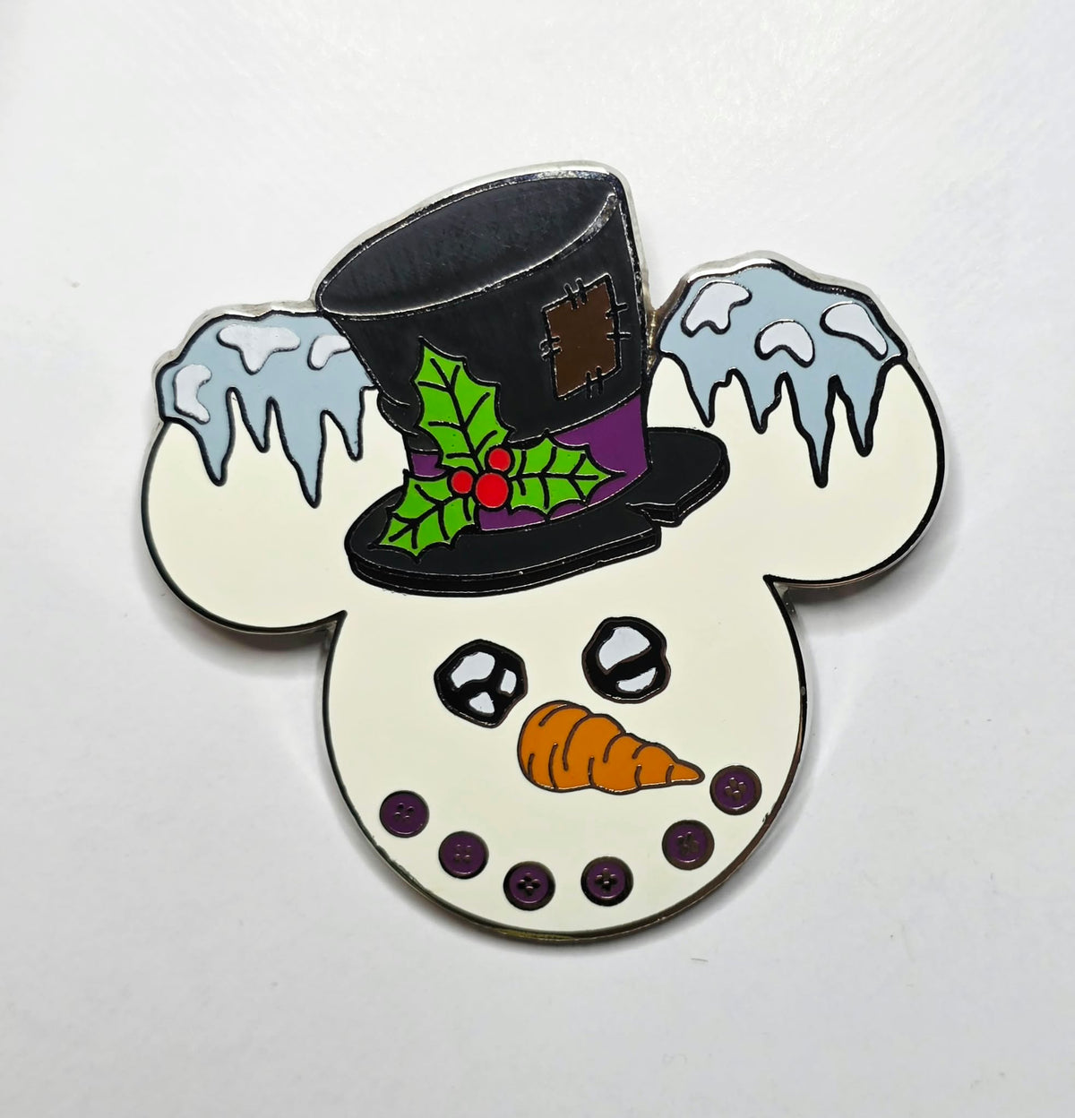 Mickey Mouse-shaped snowman
