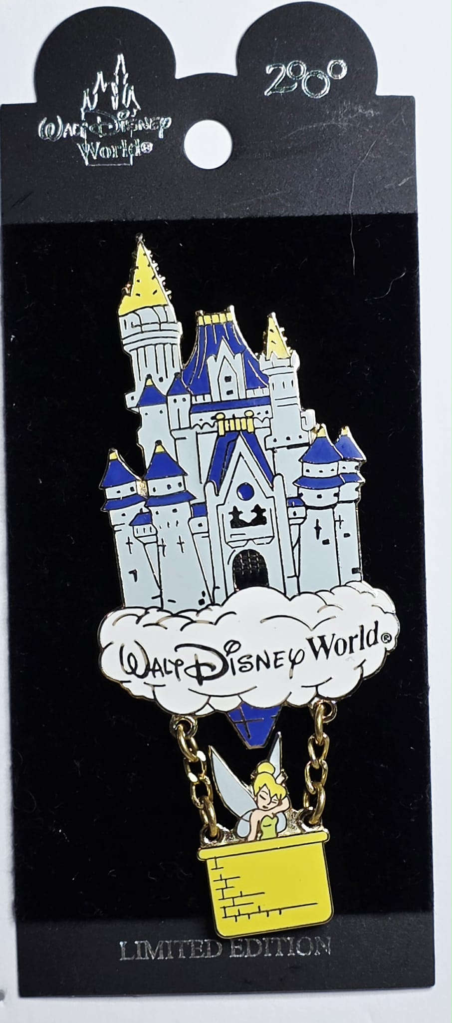Walt Disney World collectible pin featuring Cinderella Castle and Tinker Bell.