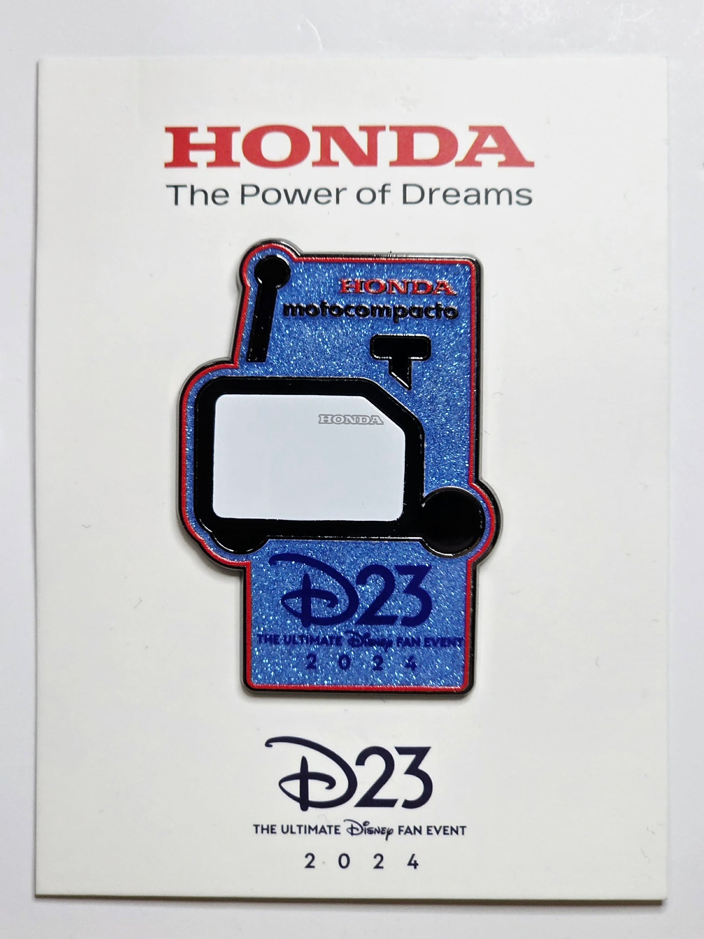 2024 Honda Motocompacto promo pin from the D23 Ultimate Fan Event