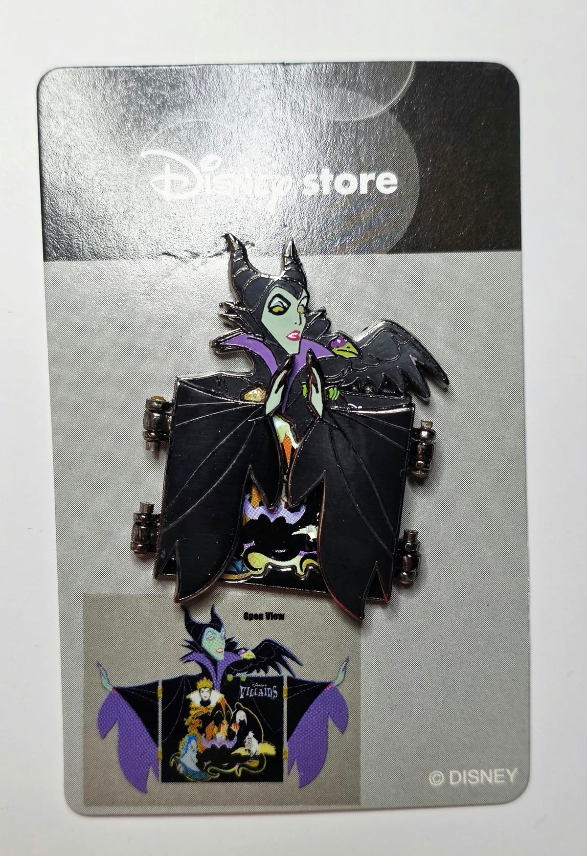 Disney Store Japan Maleficent & Diablo Hinged Pin - Maleficent and her raven Diablo - Disney Villains