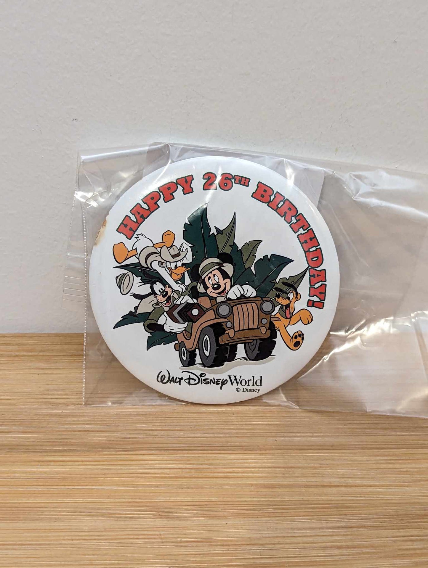 Button Happy $26th Birthday Mickey, Donald, Goofy, Pluto