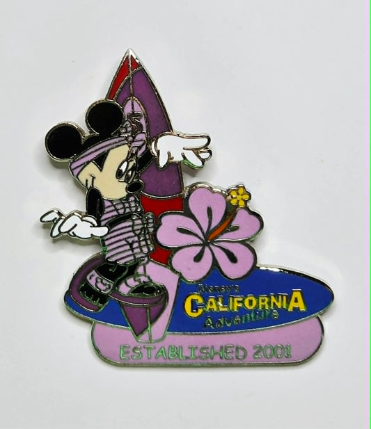 Disney Pin DCA Established 2001 Surfboard Series Minnie Mouse