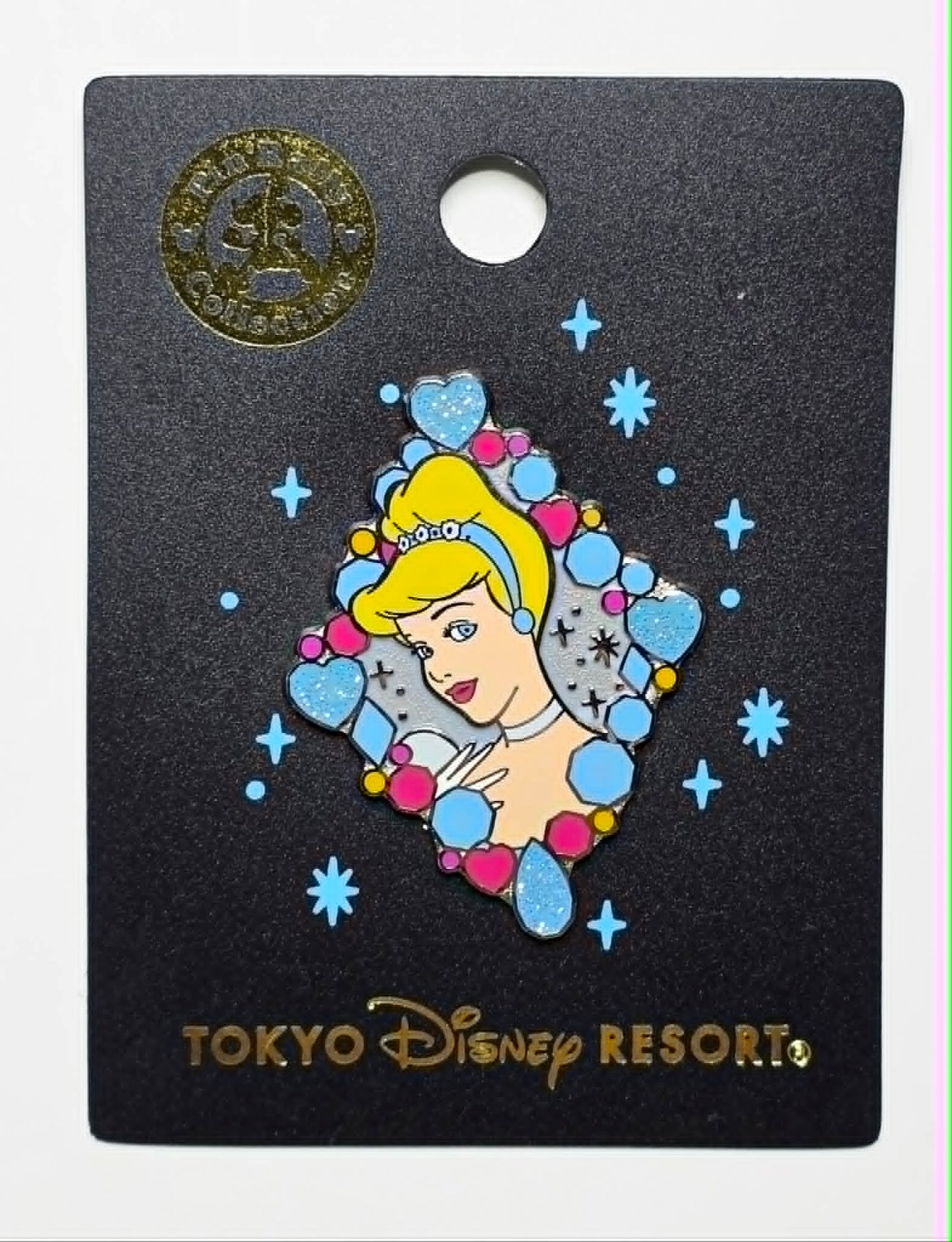 Cinderella -  blue and pink glitter diamonds and hearts