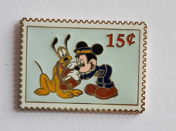 Mickey Mouse and Pluto 15 cent stamp pin