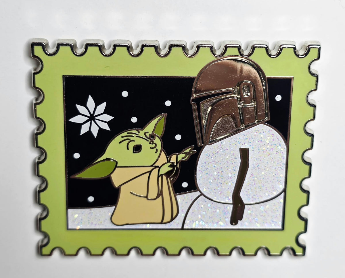 Grogu & Mandalorian Snowman Holiday Postage