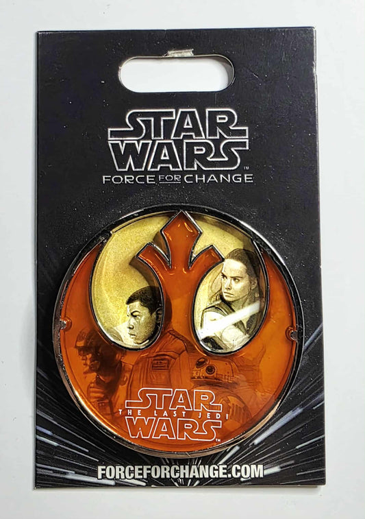 Star Wars: Force for Change pin, featuring Rey and Finn