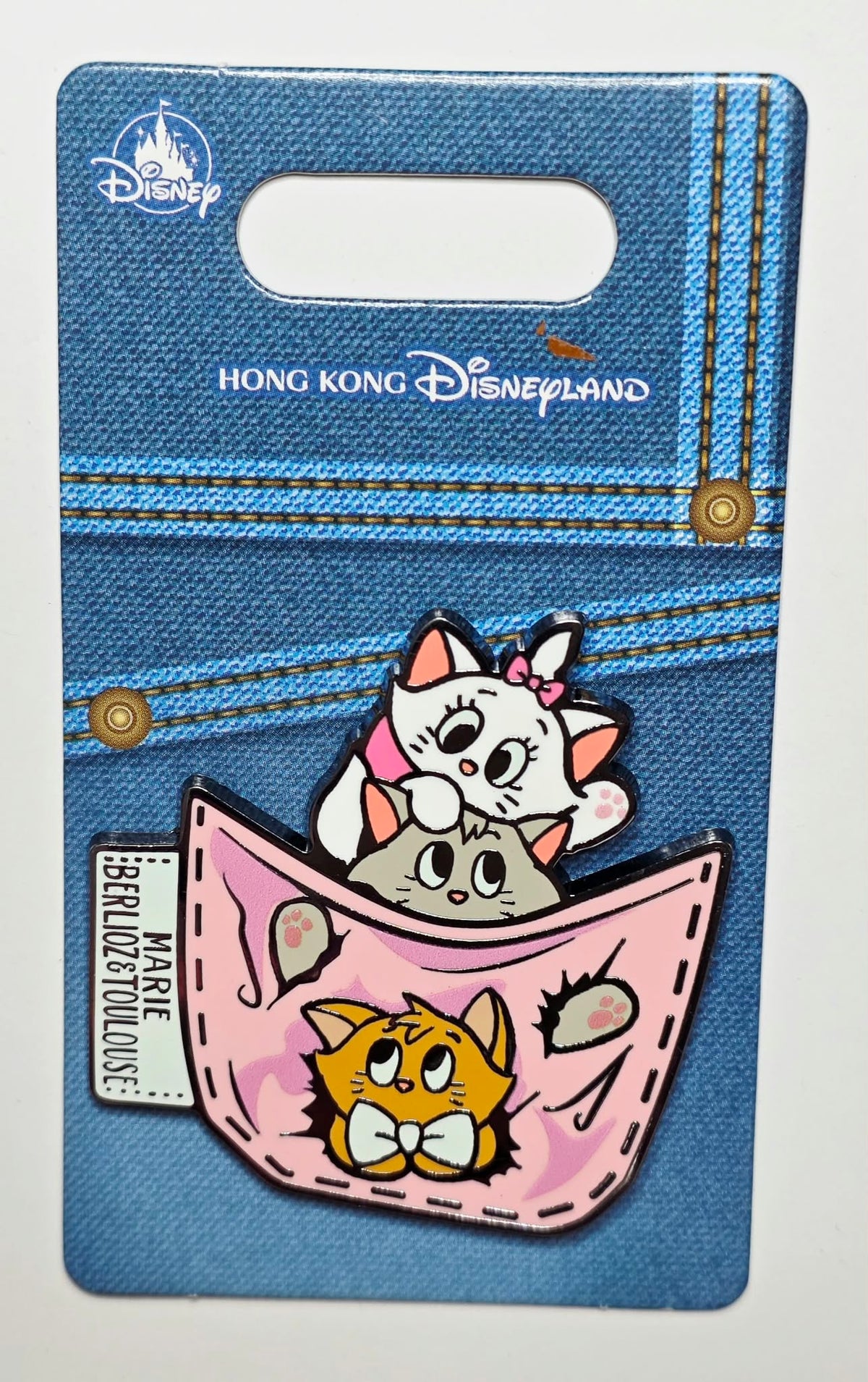 Aristocats - Marie, Berlioz and Toulouse Denim Back Pocket pin from Hong Kong Disneyland