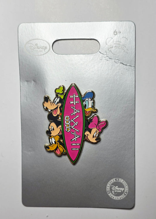 Disney Store Hawaii surfboard - Mickey, Minnie, Goofy, Pluto, and Donald