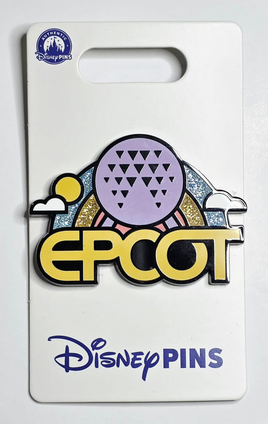 EPCOT Spaceship Earth icon and a rainbow design