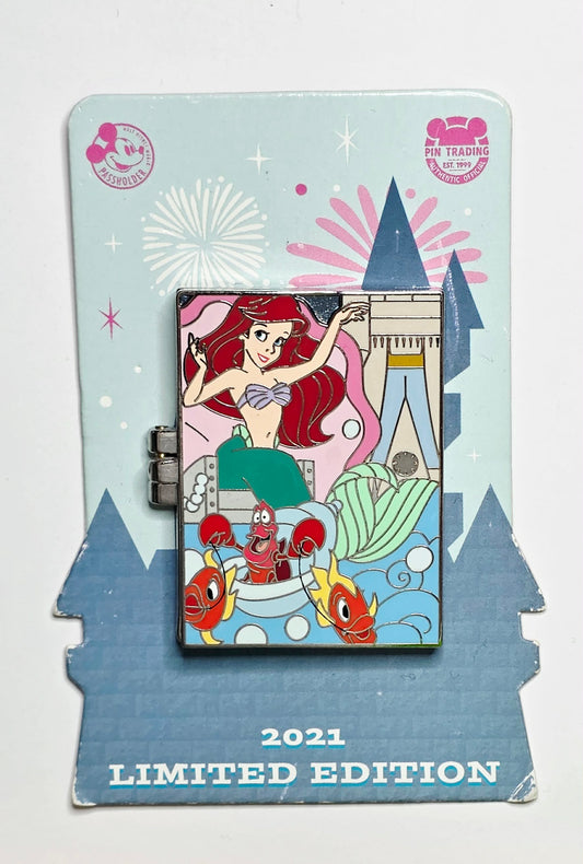 Disney Ariel The Little Mermaid Passholder Quarterly Mosaic LE Hinged Pin from 2021.