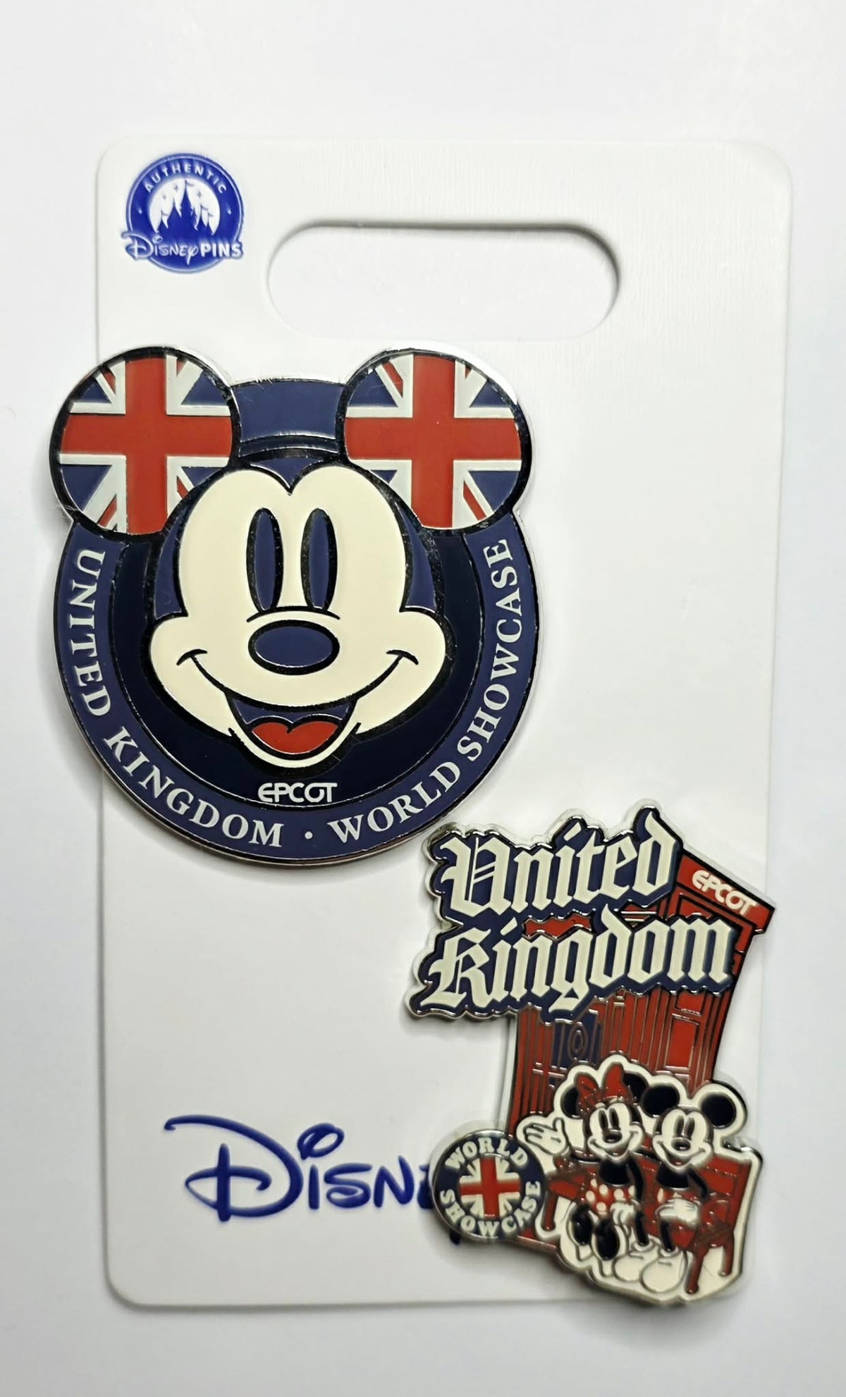 United Kingdom 2-Pin Set featuring Mickey Mouse and Minnie Mouse