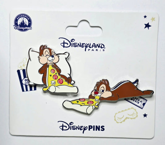 Disneyland Paris Pajama Party Chip and Dale Eating Pizza
