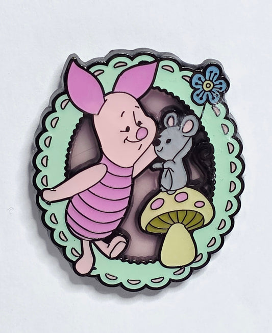 Winnie the Pooh - Piglet with a mouse and mushroom.