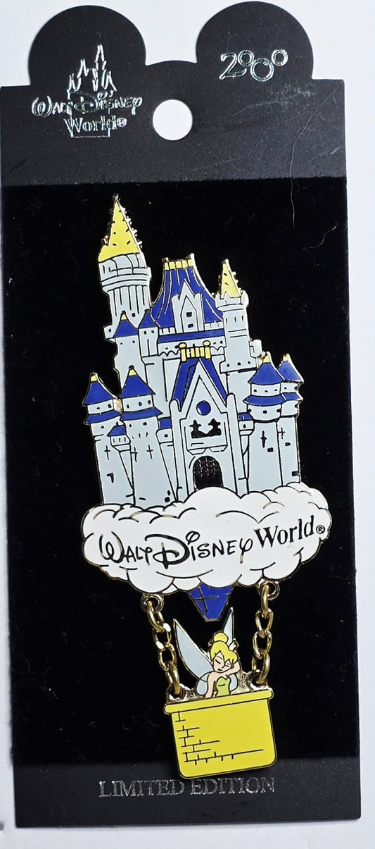 Walt Disney World collectible pin featuring Cinderella Castle and Tinker Bell.