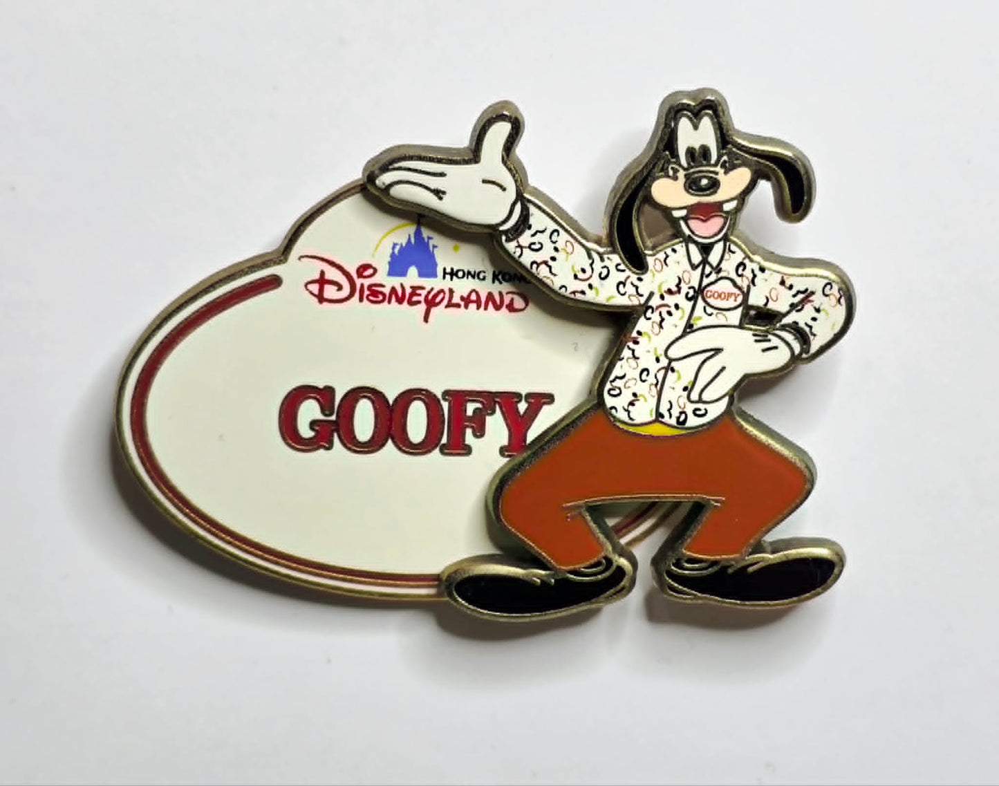 Hong Kong Disneyland Goofy Name Tag - 2 pin set