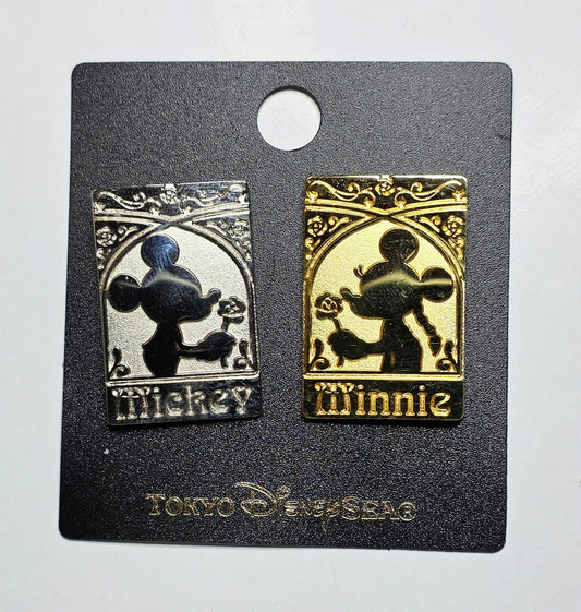Tokyo DisneySea Mickey and Minnie Silhouette Pin Set