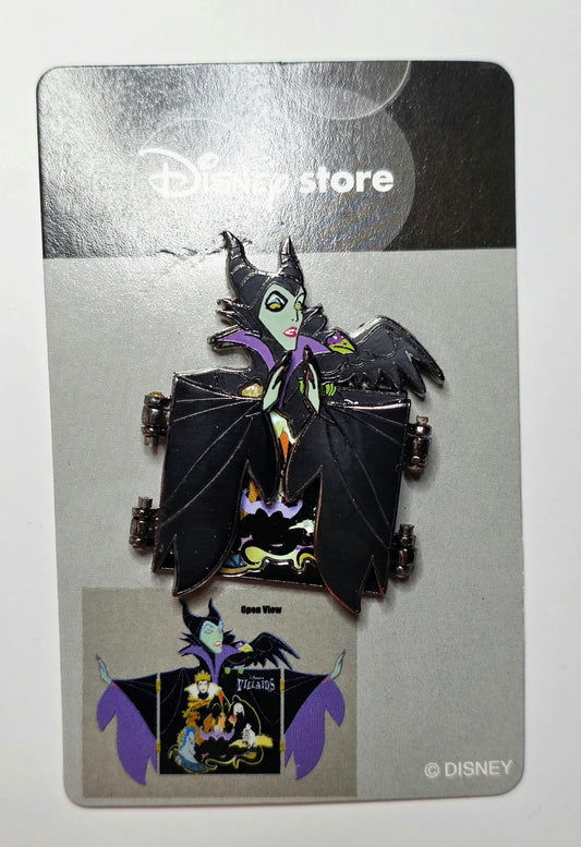Disney Store Japan Maleficent & Diablo Hinged Pin - Maleficent and her raven Diablo - Disney Villains