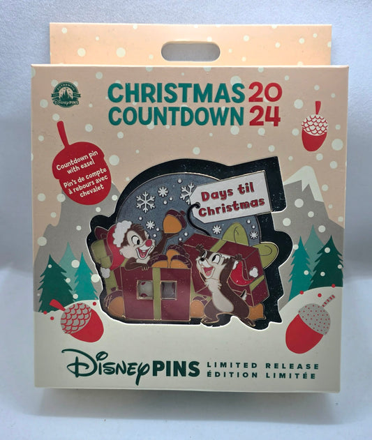 Christmas 2024 Countdown - pin features Chip 'n Dale