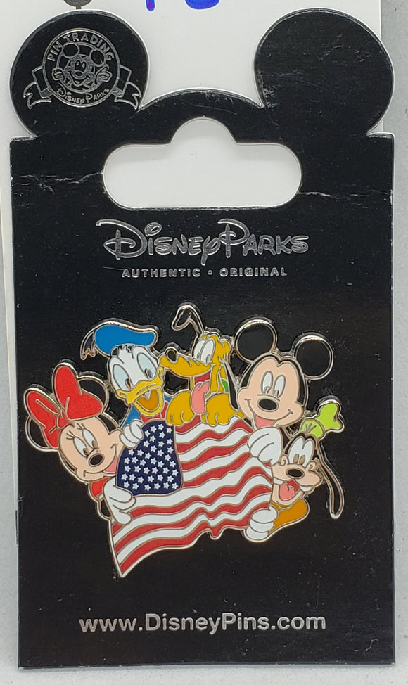 Mickey, Minnie, Donald, Goofy USA Flag