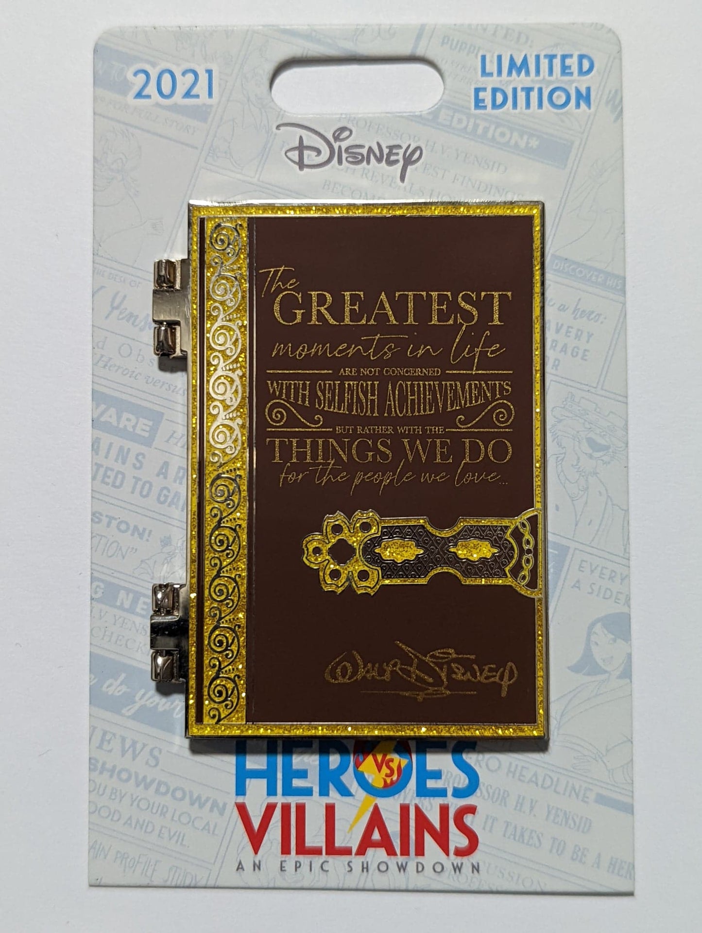 Disney Heroes vs. Villains Mulan Hercules Walt Guest Inspired Hinged Book LE Pin