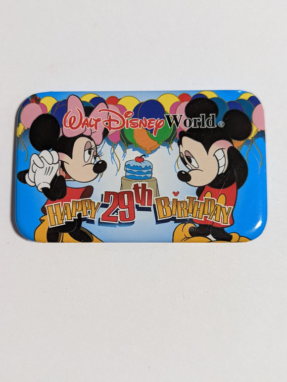 Vintage Button Walt Disney World Happy 29th Birthday