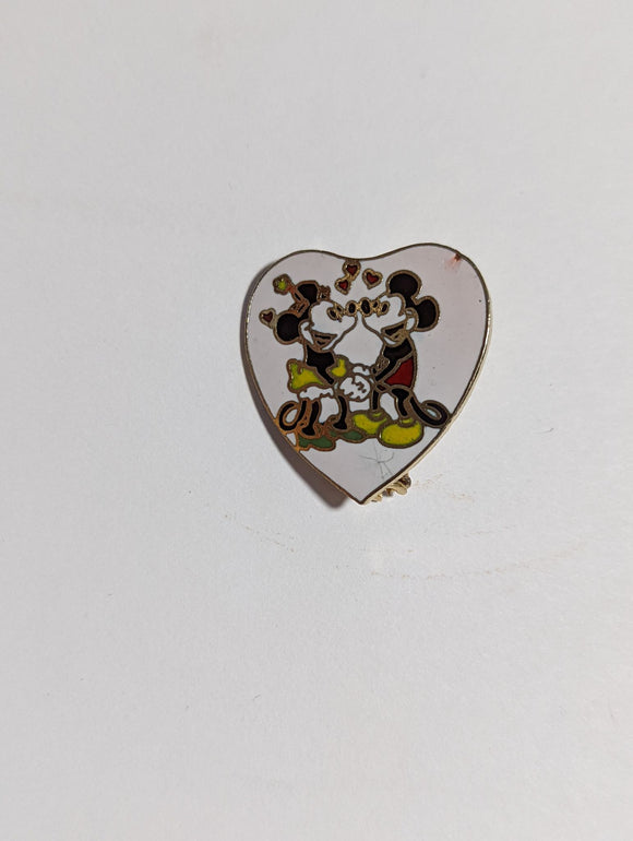 Vintage Straight Back Pin Mickey and Minnie heart
