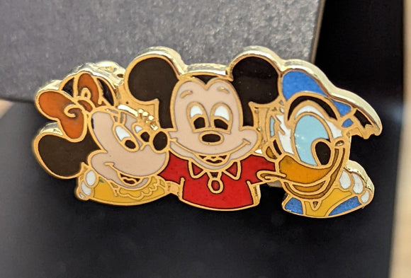 Vintage Button - Straight Pin - Mickey Minnie and Donald