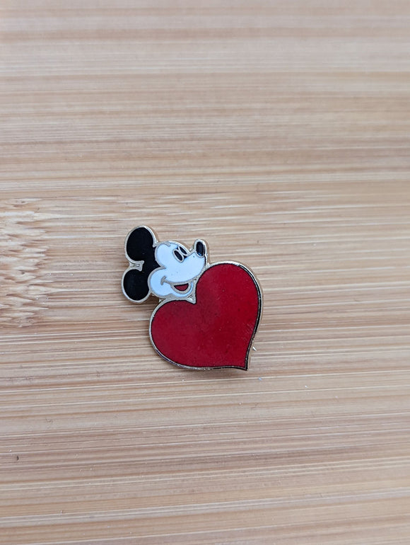 Vintage Button - Straight Pin - Mickey Heart