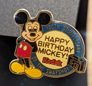 Vintage Button - Straight Pin - Happy Birthday Mickey Kodak