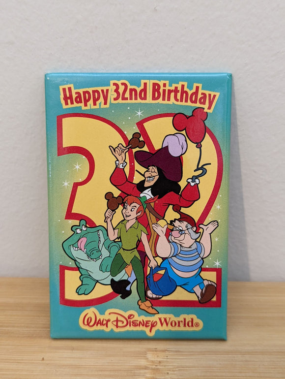 Vintage Button - Happy 32nf Birthday Walt Disney World