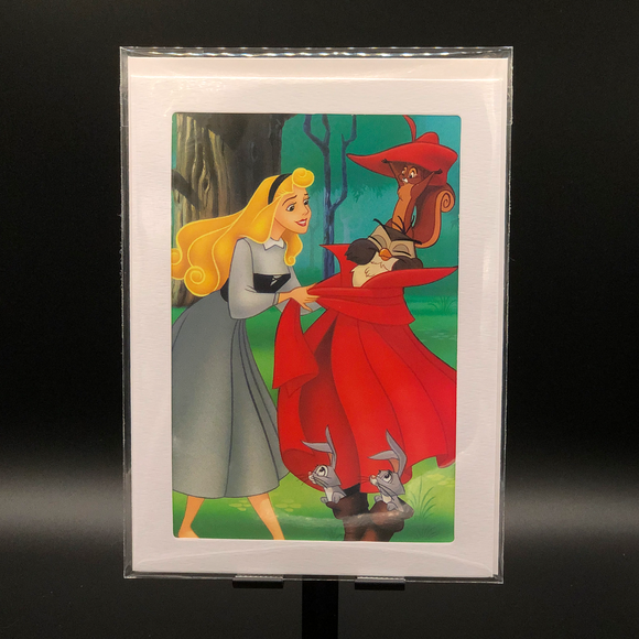 Handmade Disney Greeting Card - Sleeping Beauty - Briar Rose dancing with Woodland Creatures